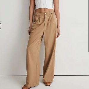 Madewell Petite Harlow Wide Leg Pants Khaki Brown
